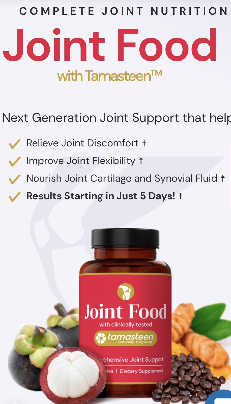 Complete Joint Nutrition, JOINT FOOD with Tamasteen. 10 Nutritional Ingredients