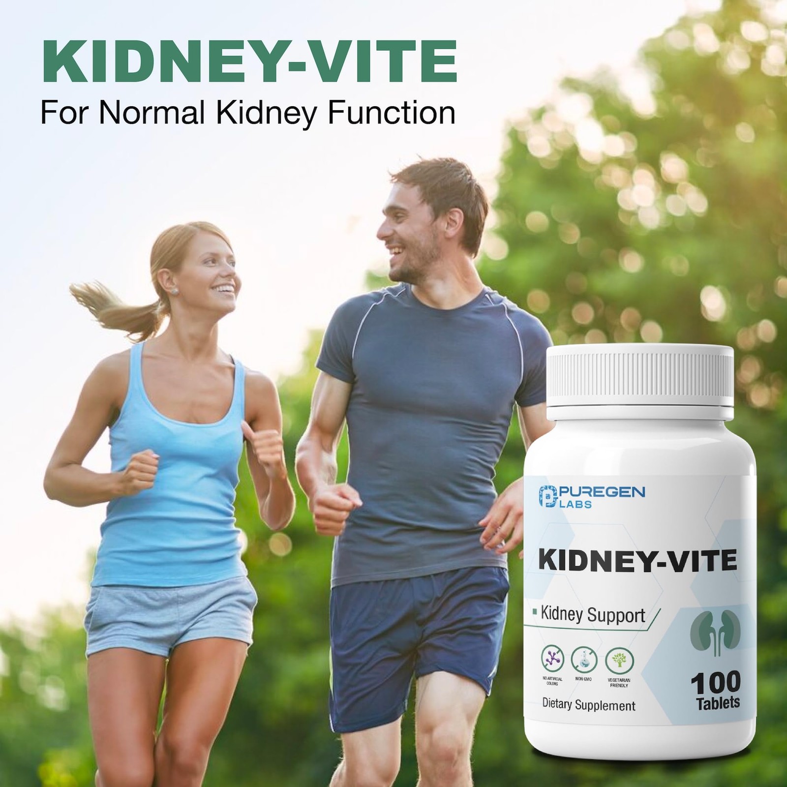 Puregen Labs Kidney-Vite | Premier Kidney, Renal 100 Count (Pack of 1)