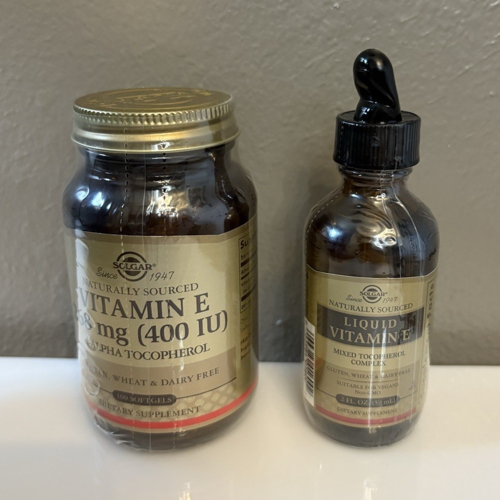 Solgar Vitamin E 268mg (400 IU) 100 Softgels + 2 fl oz Liquid, Gluten-Free