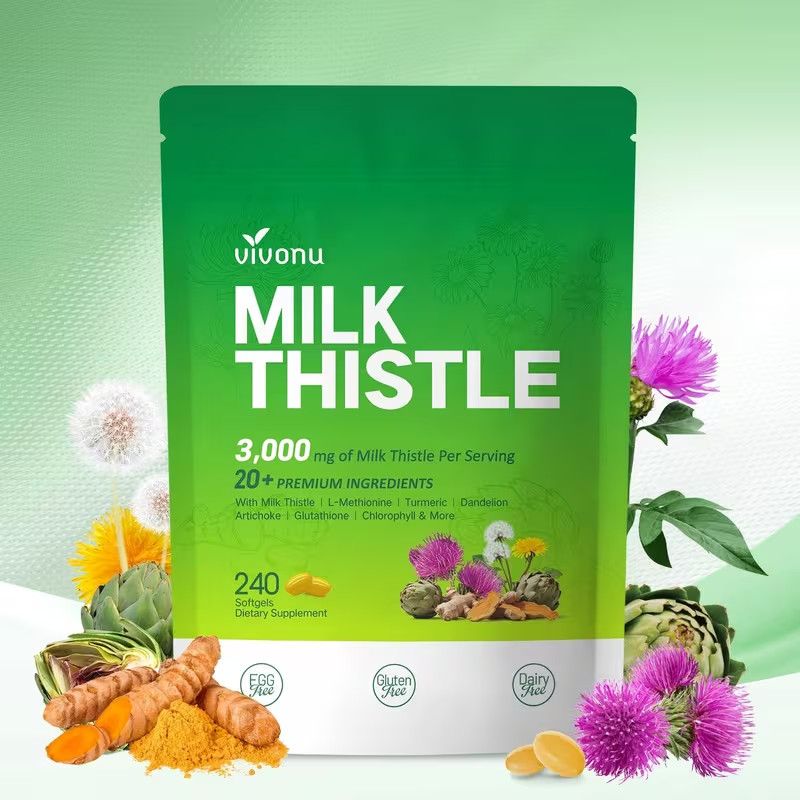 Milk Thistle Liver Cleane Detox 3000mg 20 in 1 Complex 240 Soft Capsules