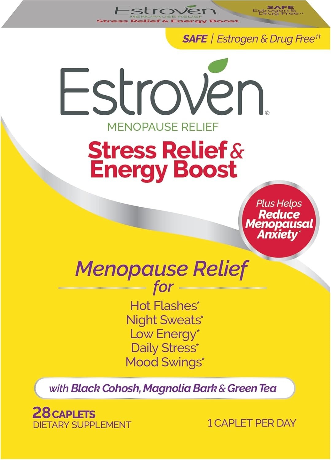 Stress Relief & Energy Boost for Menopause Relief – 28 Ct. – Clinically Prove…