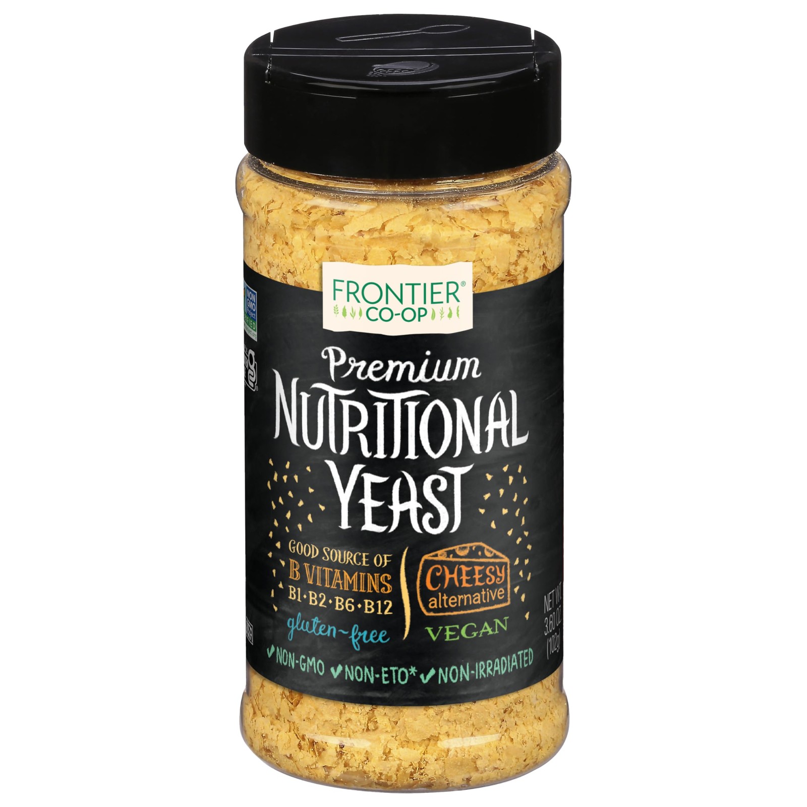 Frontier Herb Premium Nutritional Yeast 3.6 Oz Vegan B Vitamins Boost