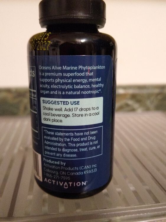 Activation Products Oceans Alive Recharge Phytoplankton Brain Supplement 08/2027