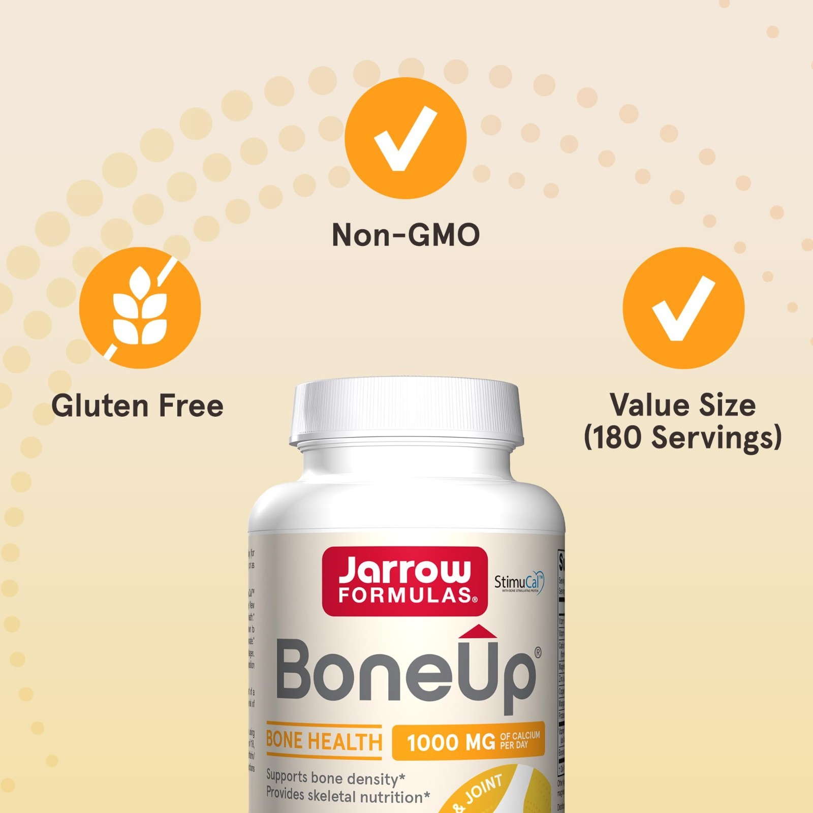 Bone Density Support Supplement – 1000mg Calcium, MCHA, Vitamins D3 & K2, 240 Ca