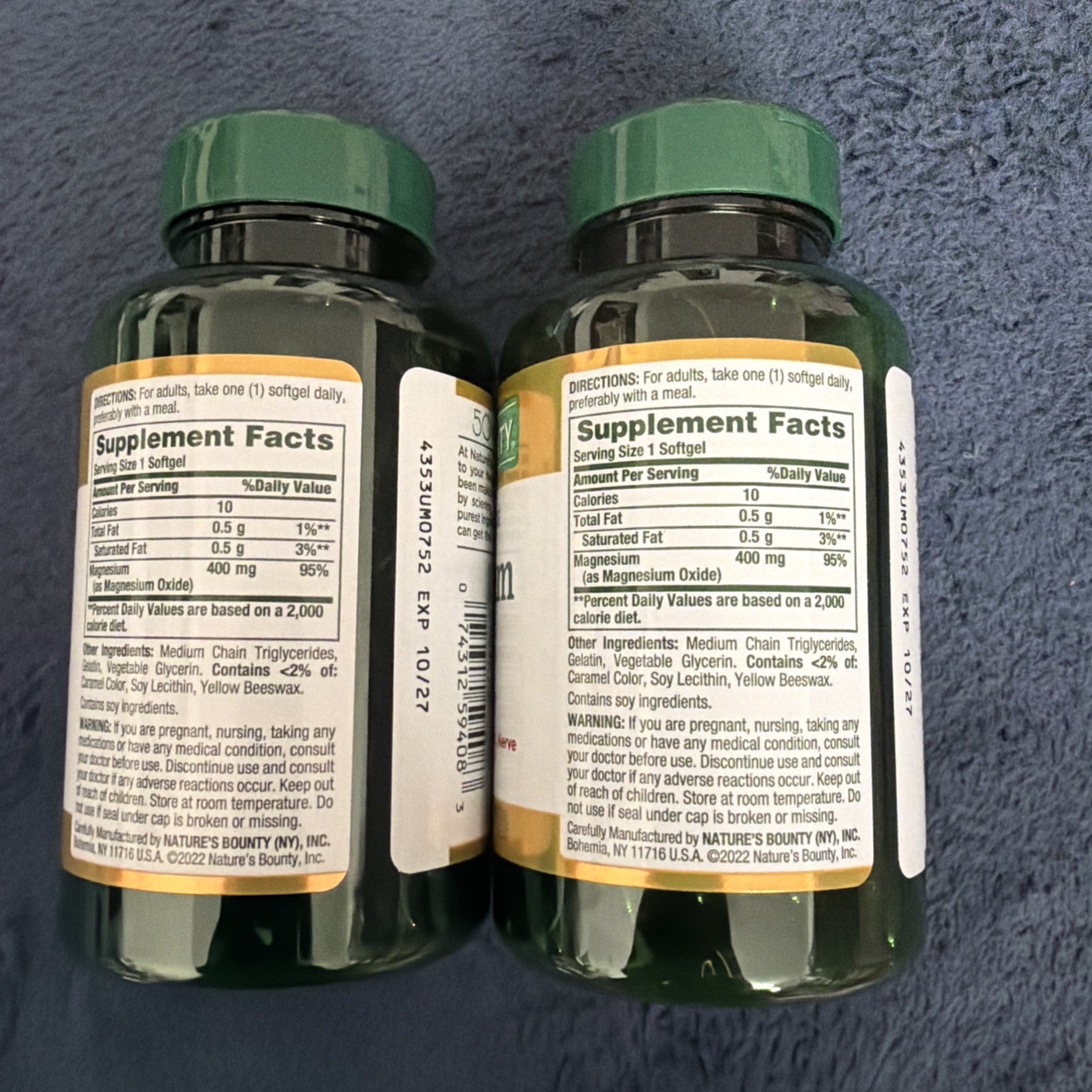 2 Pack MAGNESIUM 400mg Bone Muscle Health 150 RapidRelease Softgels 2×75 Non-GMO