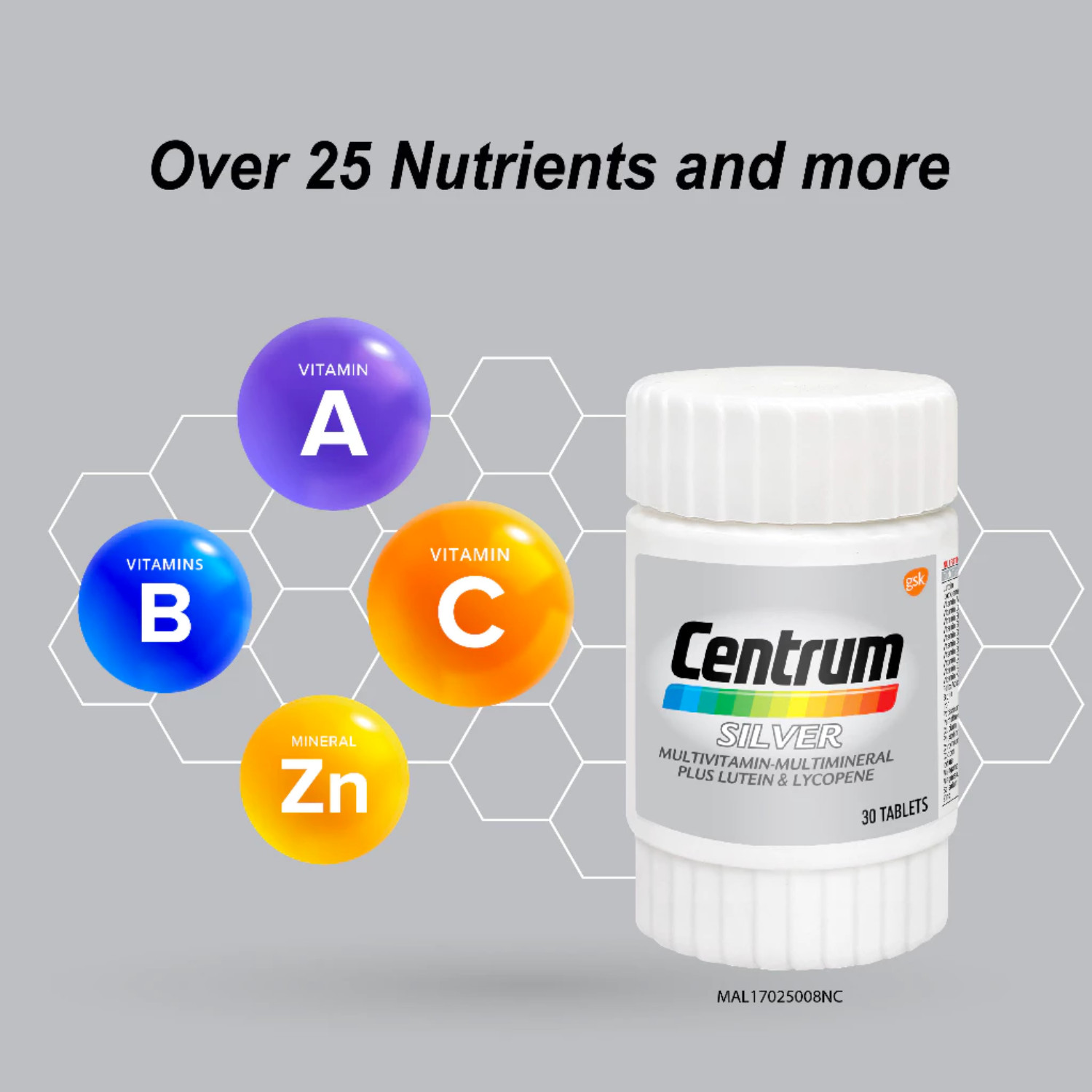 1 Box CENTRUM Silver Multivitamin-Multimineral Plus Lutein & Lycopene 30 Tablets