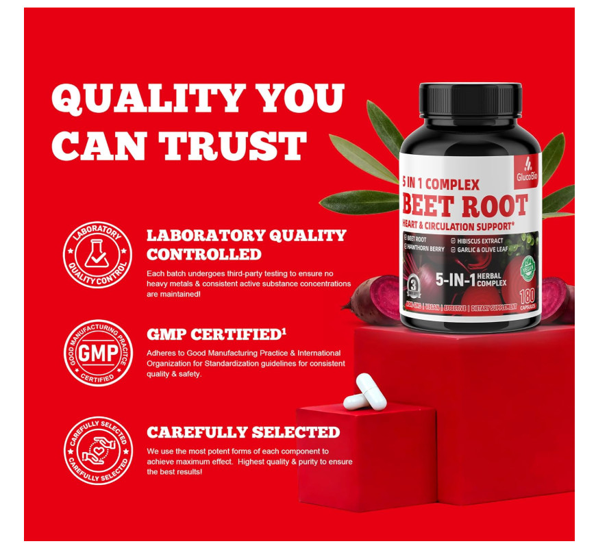 Super Beet Root Capsules Nitric Oxide Heart Health Blood Pressure 180 Veg Caps