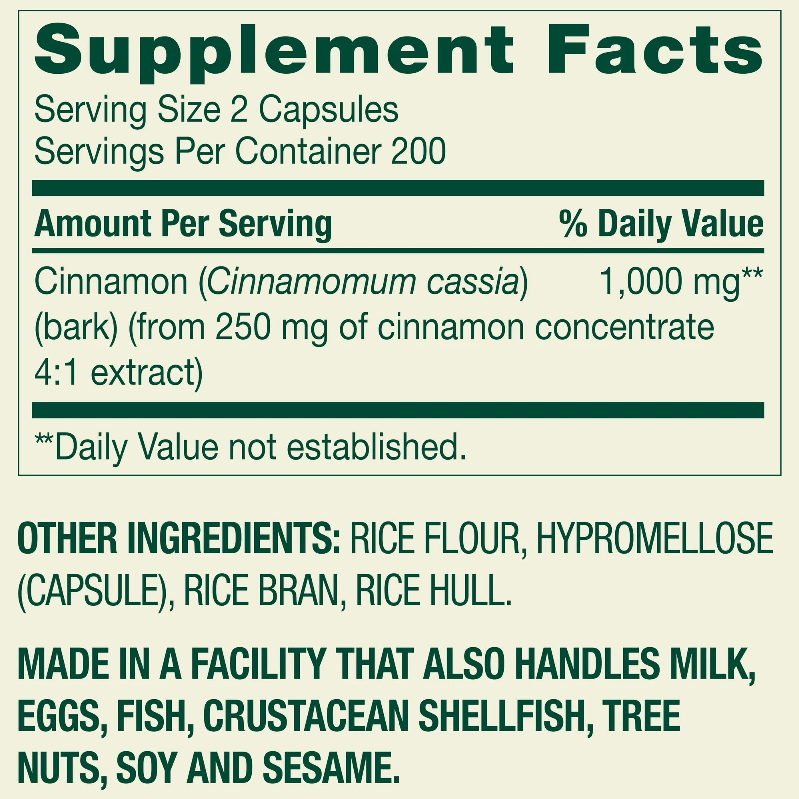 Spring Valley Cinnamon 1000mg Dietary Supplement – 400 Count