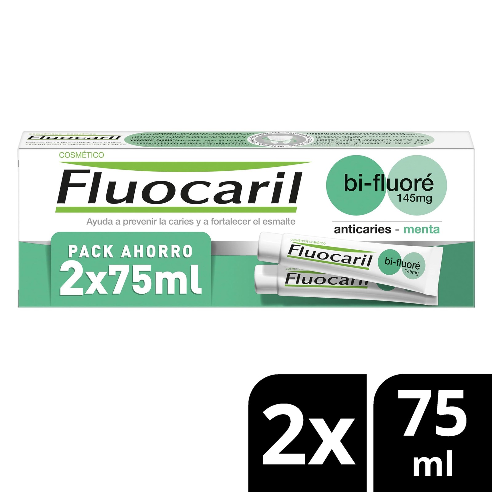 Fluocaril Bi-Fluore Duplo 145mg, Mint 2 x 75ml, Neutral, Standard