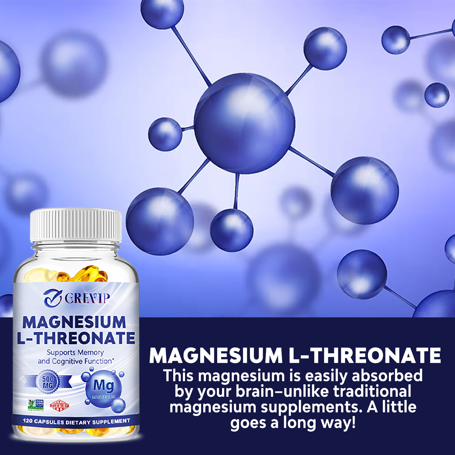 120pcs Magnesium L-threonate – Nervous Health, Improve Sleep, Relieve Stress