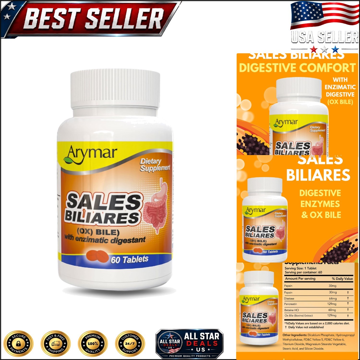 Sales Biliares Ox Bile with Digestive Enyzmes 60 Tabs