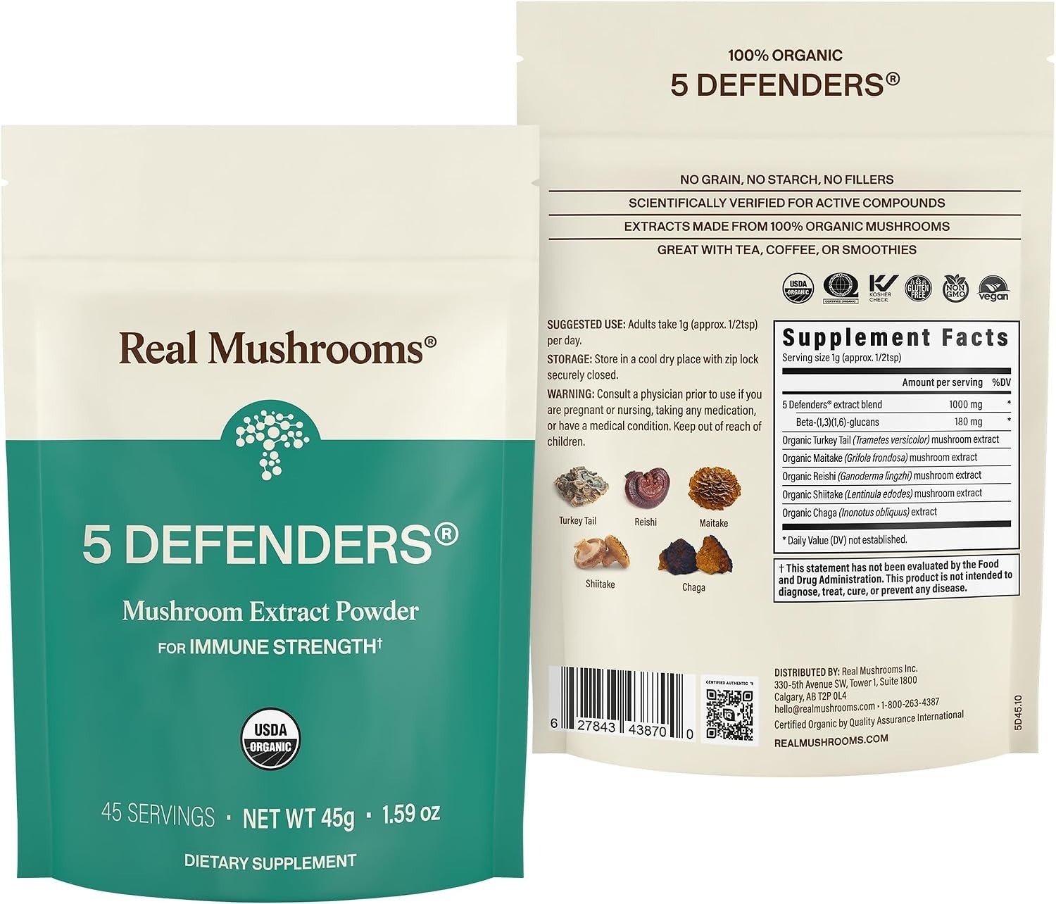 Functional Mushroom Extract – Gluten-Free Immune Support Powder, 1.58 Ounce