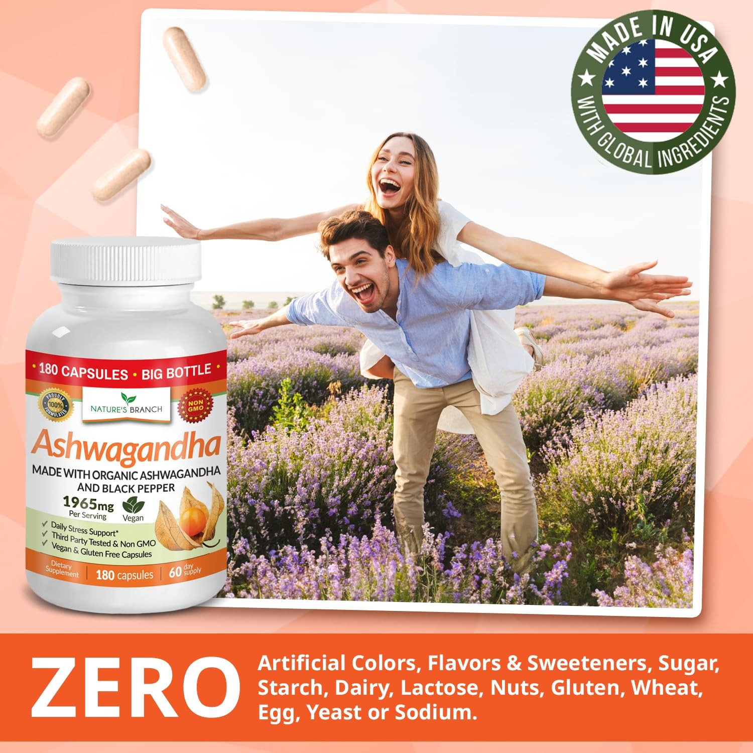 UDAF Certified Organic Ashwagandha with Black Pepper, 1965mg Extra Strength …