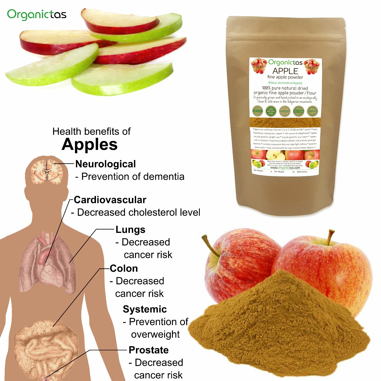 Pure Organic Apple Powder, 100% Natural Vitamin, Mineral & Antioxidant Source