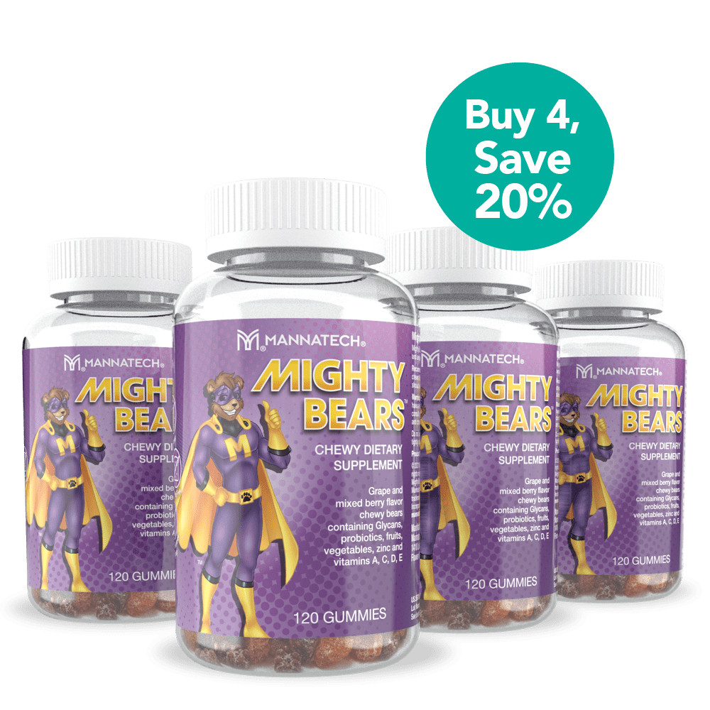 Mannatech MightyBears Grape Berry Flavor Kids Antioxidant 4 pack 120pc ea NEW