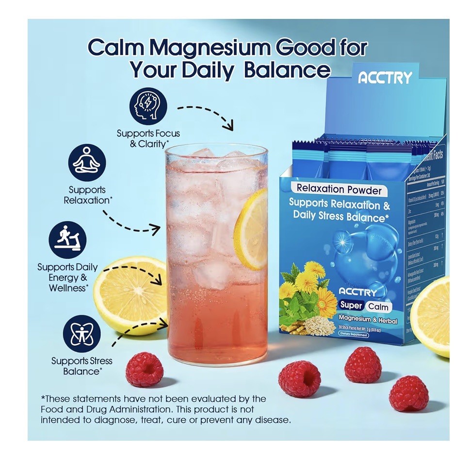 Super Calm,Cortisol Reducer,Magnesium Complex for Women and Men 30 Stick Packs