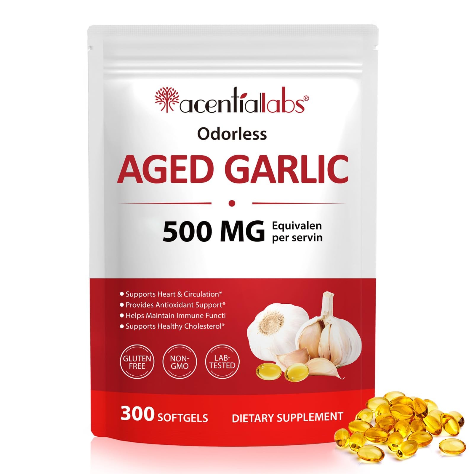 AUIWQWFI Odorless Aged Garlic Supplement – 500mg per 300 Count (Pack of 1)