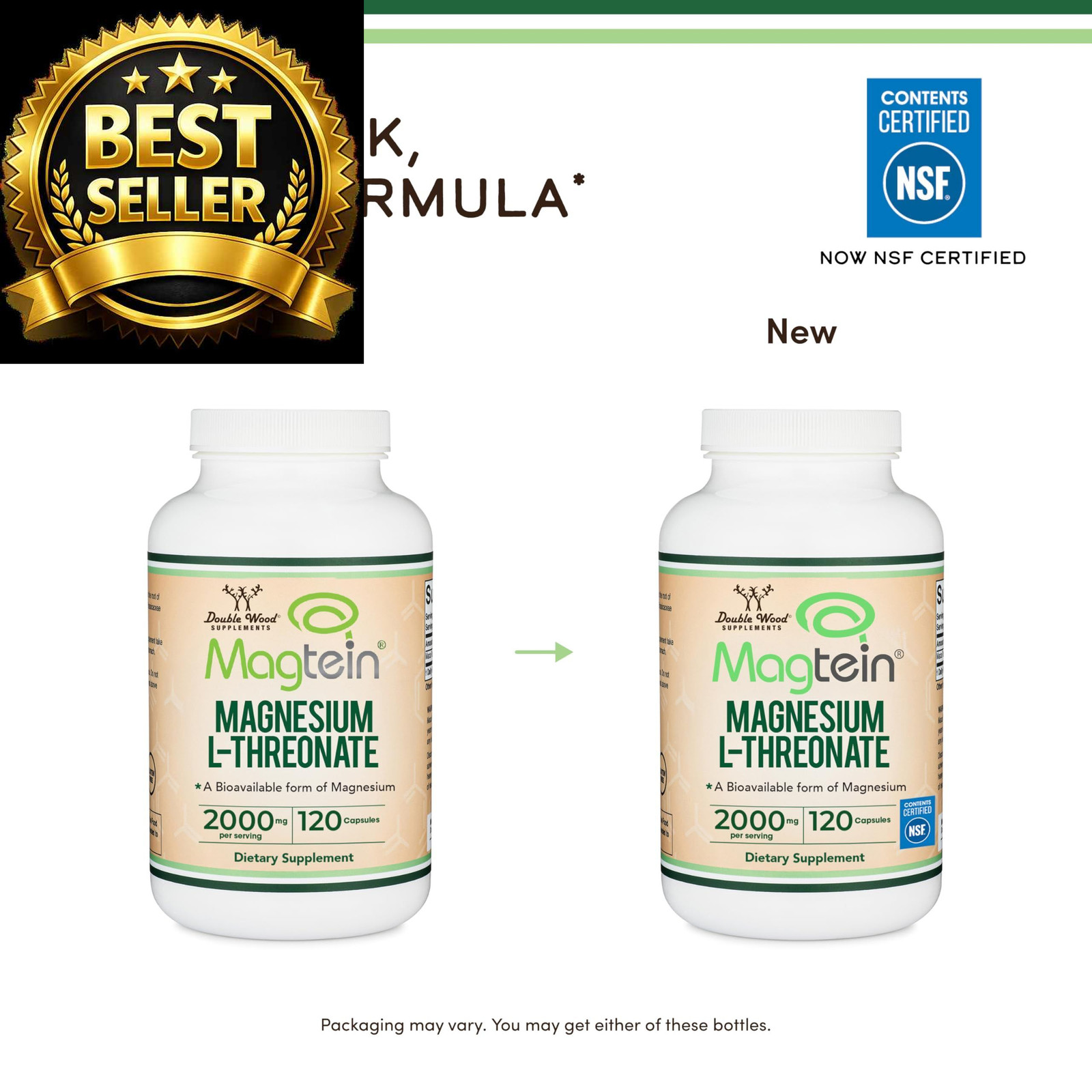 Magnesium L Threonate, Magtein – NSF Certified – Sleep 120 Count (Pack of 1)