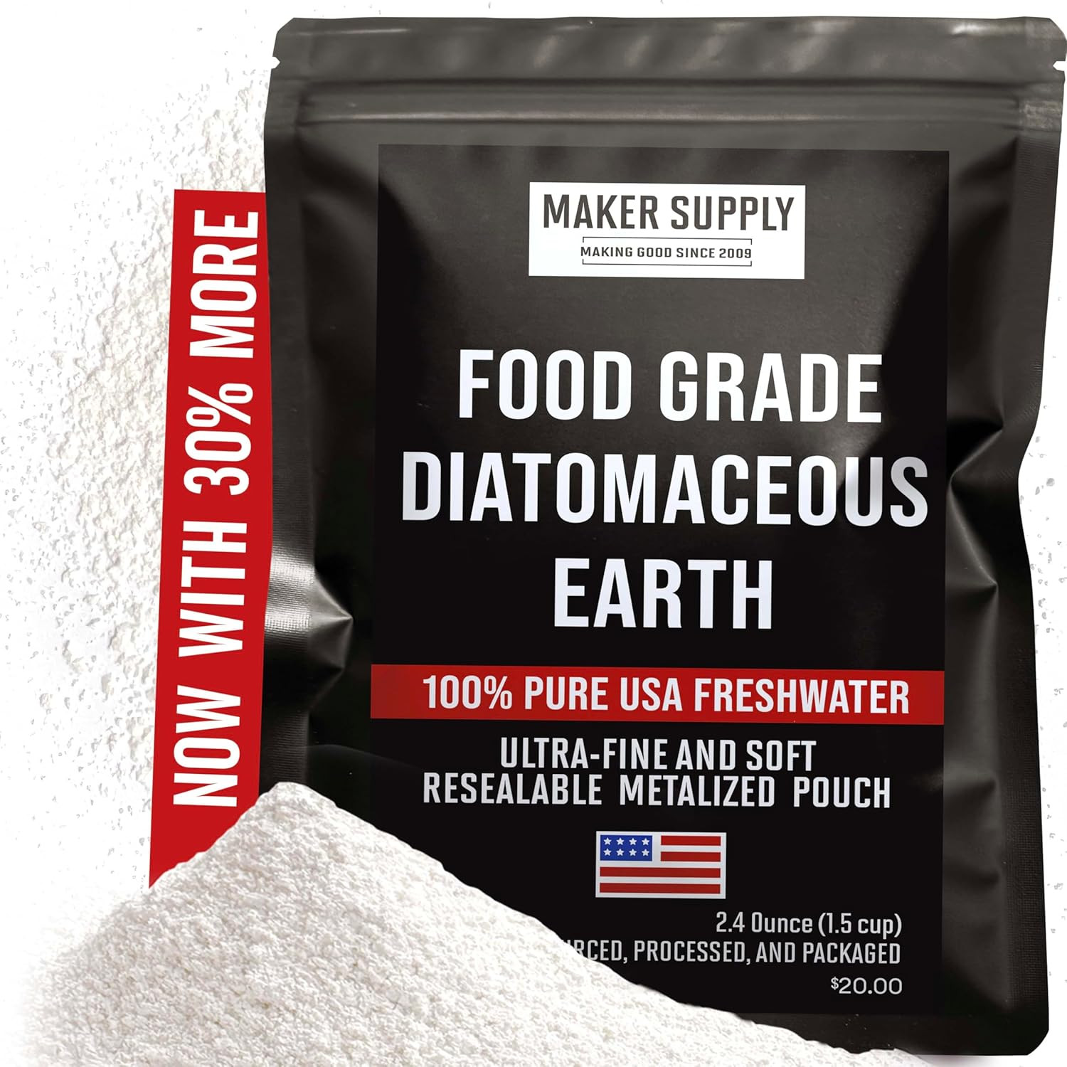 Food Grade Diatomaceous Earth Powder – 2.4 Oz | Ultra Fine Freshwater DE | Smoot