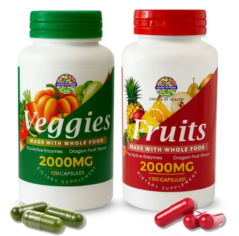 Garden OF Health Fruits Veggies 2000mg Enzymes Blend Whoele Food 240 Capsules