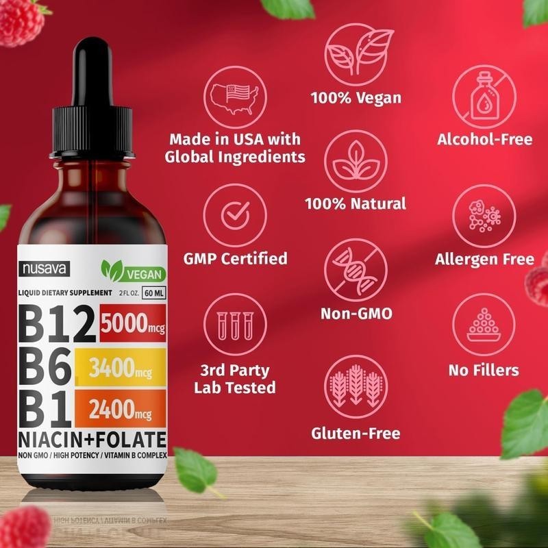 Vitamin B12 and B12 Liquid Drops B6 Sublingual Vitamin B Complex – B1
