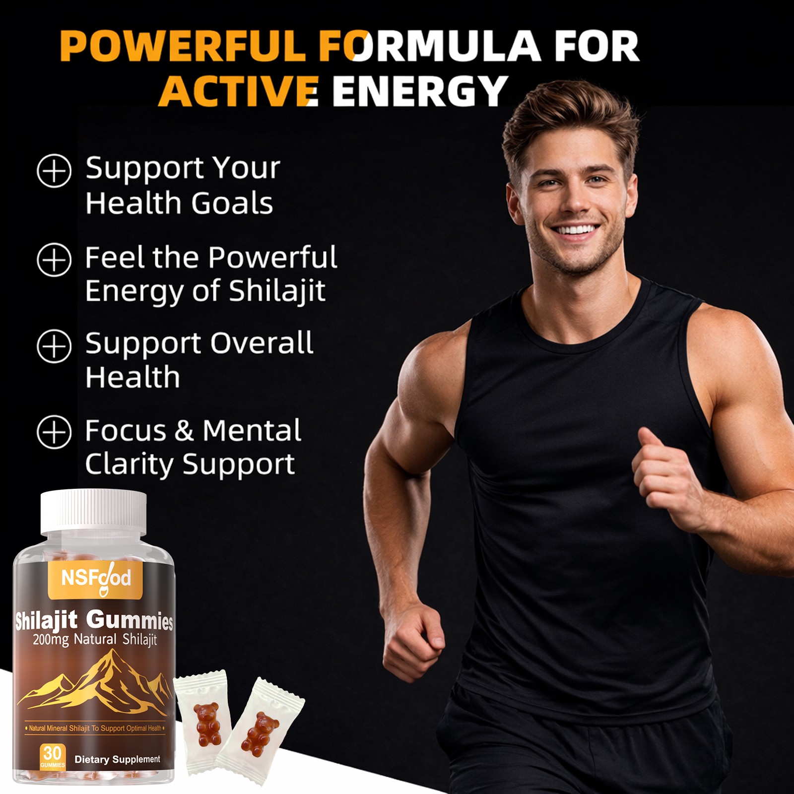 NSFdod Pure Himalayan Shilajit Gummies with 30 Count (Pack of 1) w/ Fulvic Acid