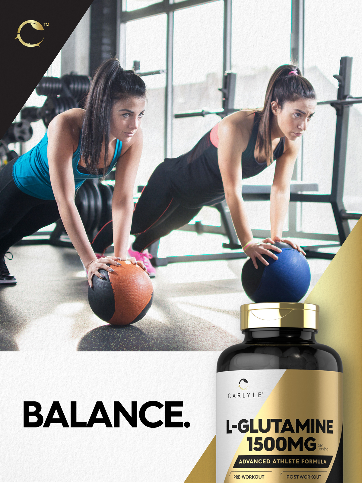 L Glutamine Capsules | 1500mg | 240 Count | Non-GMO, Gluten Free | by Carlyle