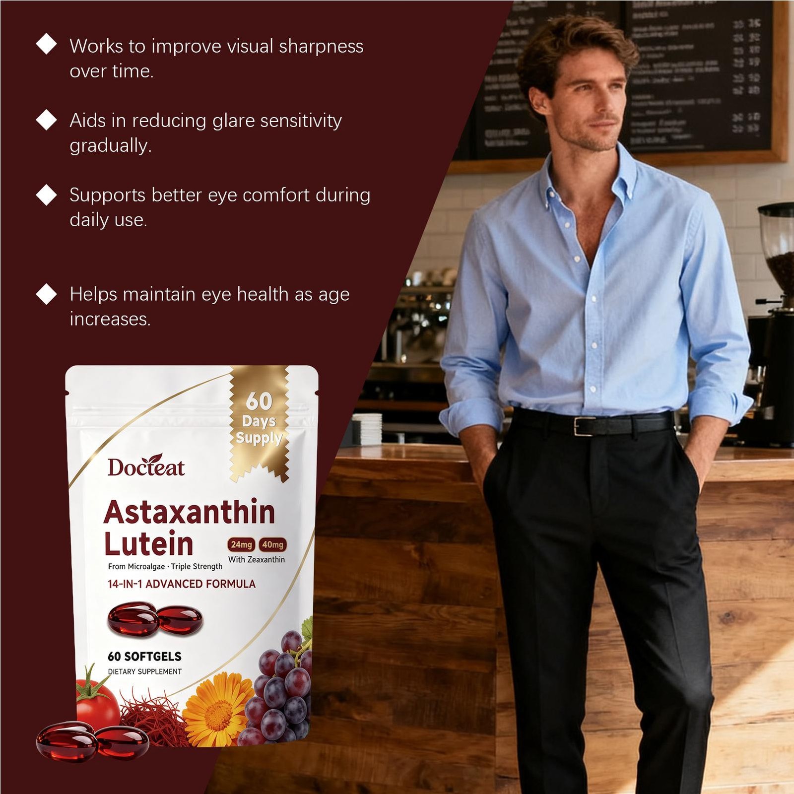 Astaxanthin 14-in-1 24mg & Lutein 40mg with Zeaxanthin Supplements