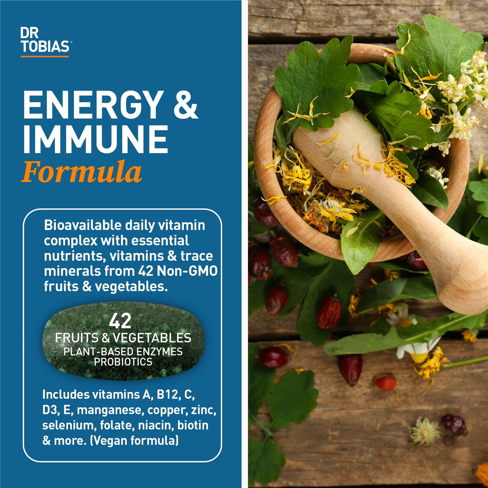 Dr. Tobias Adult Multivitamin for Women & Men, Immune 90 Count (Pack of 1)