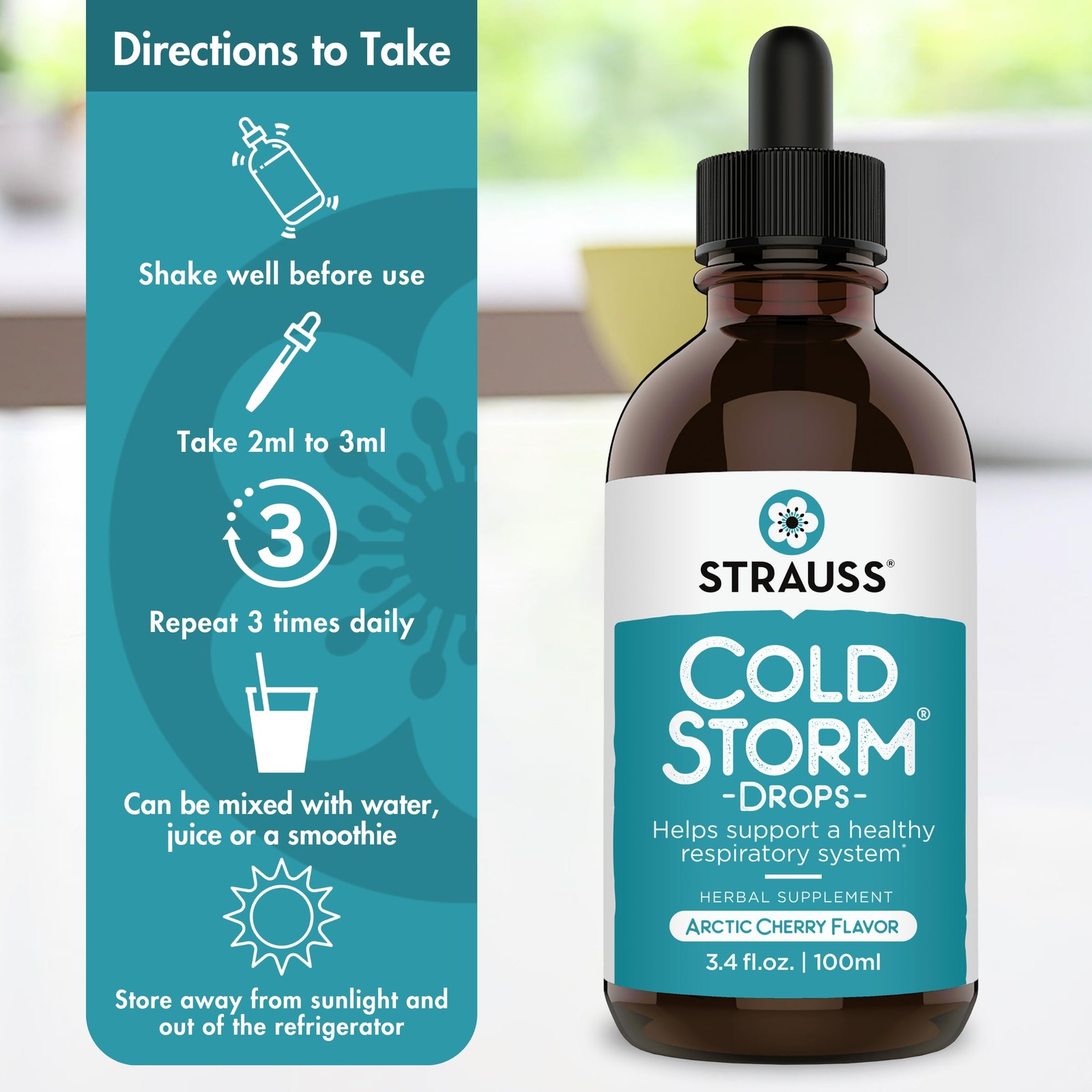 Strauss Naturals Immune Support Coldstorm Drops 3.4 fl oz – Immune & Respirat…