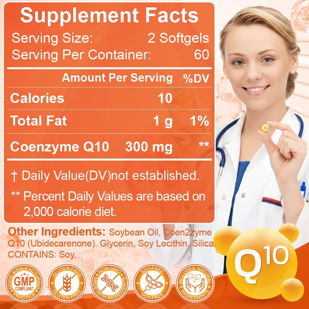 CoQ 10 Coenzyme Q10 Vegan Softgel 300mg Cardiovascular Heart Health 120 Capsule