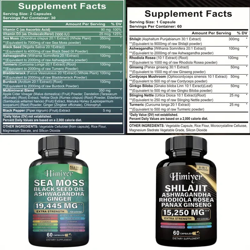 Dynamic Vitality Bundle – Sea Moss Multivitamin & Shilajit Power Combo 120 Ct