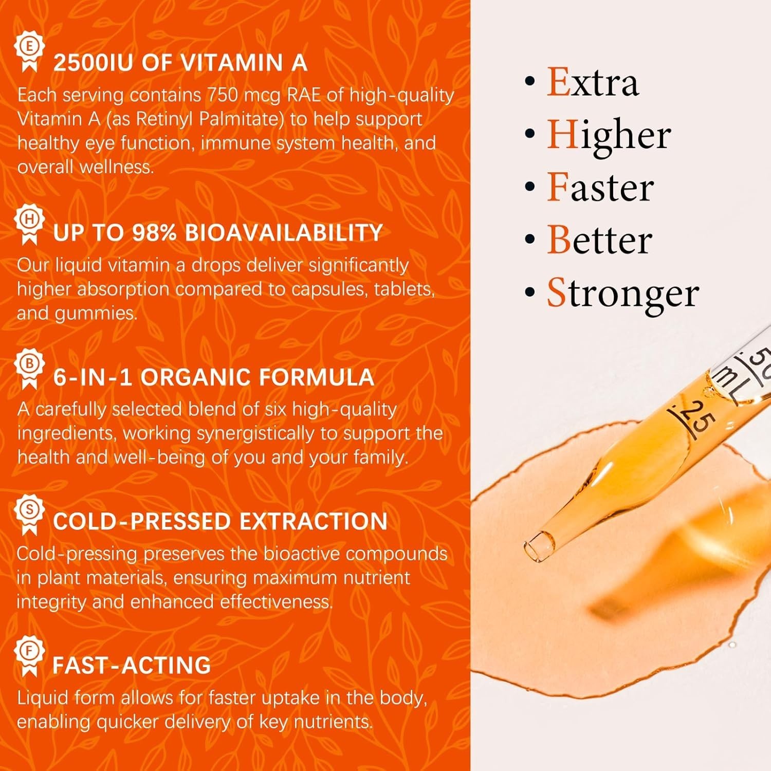 Vitamin A Liquid Supplement Lutein & Zeaxanthin Vision Eye & Immune Support