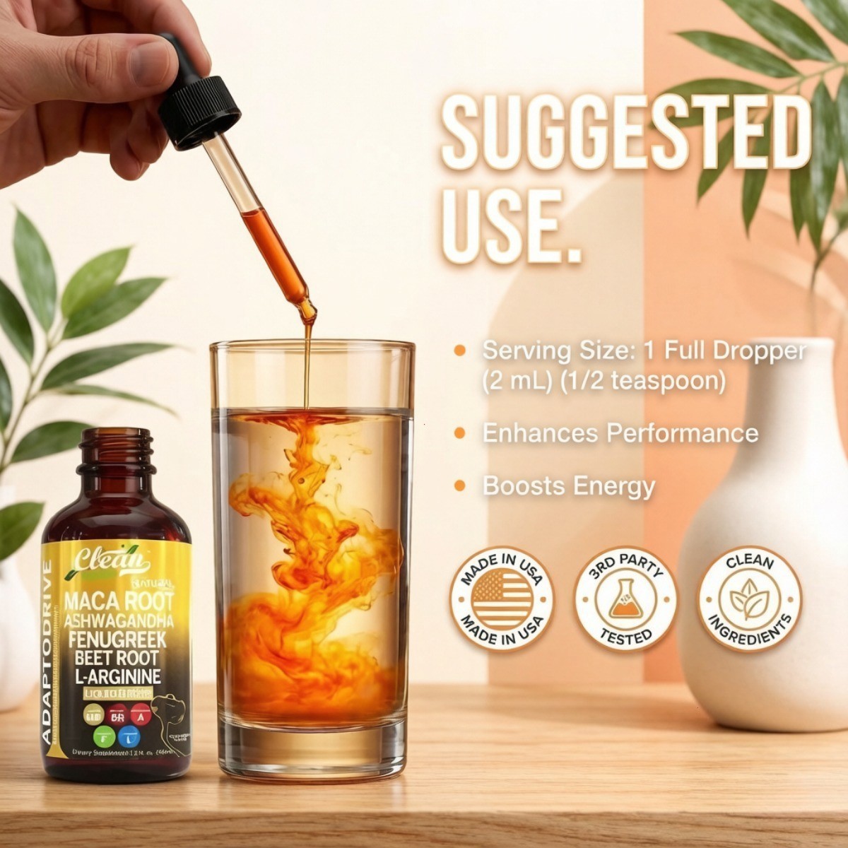 1-3PCS AdaptoDrive Liquid Drops – Energy & Hormone Support W/ Maca & Ashwagandha