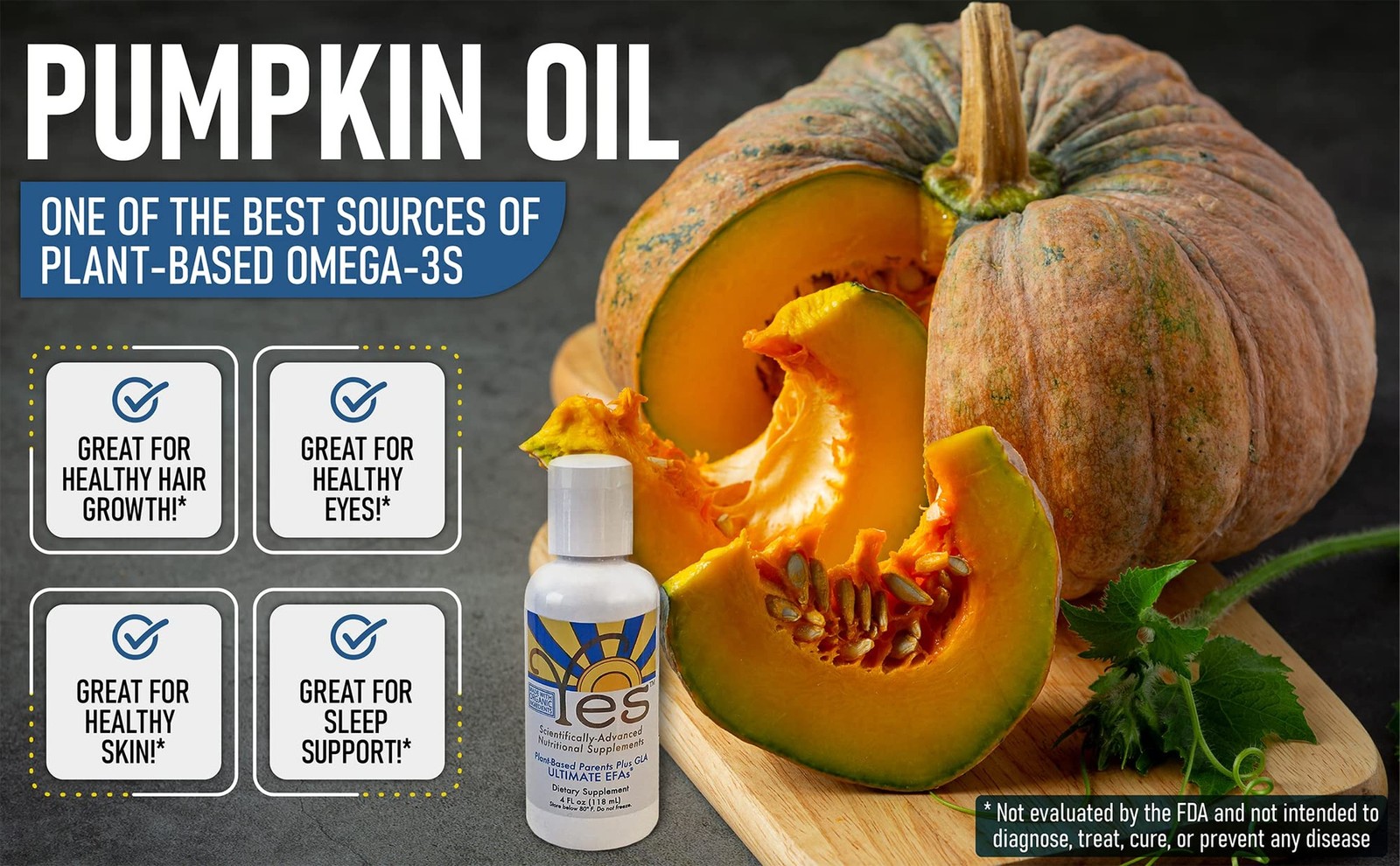 YES Plant-Based Omega 3-6-9 – Burpless Fish Oil Alternative with Flax, Eve